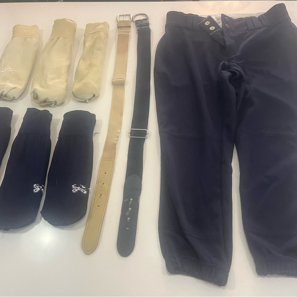 Navy Softball Pants with Socks and Belts